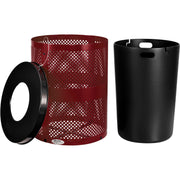 Outdoor Perforated Steel Trash Can with Flat Lid by Global Industrial – Steel, Red, Model 261925RD