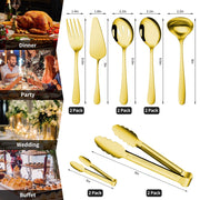 Gisly Serving Utensil Set, 12 Piece Stainless Steel, Golden