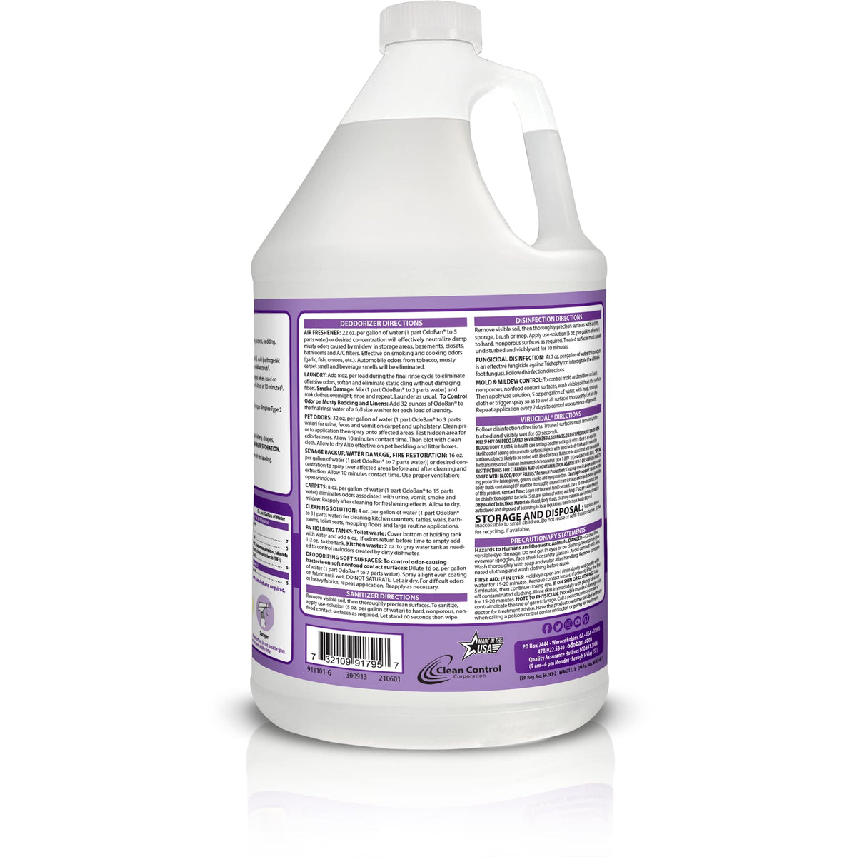 Disinfectant Concentrate and Odor Eliminator by OdoBan – 128 Fl Oz (Pack of 1), plastic, Clear, Model 911162-G4 /DM