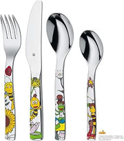 WMF Maya the Bee 4-Piece Children's Cutlery Set from 3 Years Polished Cromargan Stainless Steel Engraving Cutlery Dishwasher Safe with Individual Name Engraving on the Back
