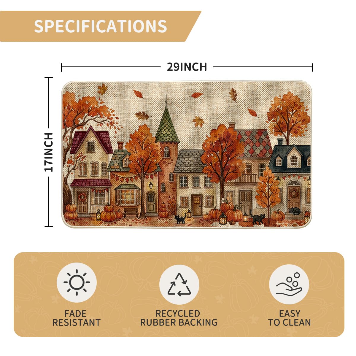 Artoid Mode Maple Tree House Doormat, 17 x 29 Inch, Beige