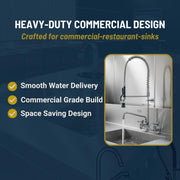 Low Lead Wall Mount Pre-Rinse Faucet with 12" Swing Spout by Krowne – 8 Inch, Brass, Silver, Model 17-109WL