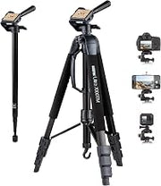 SUNPAK Ultra 7000TM Tri-Monopod (Black) | 70" aluminum 2-in-1 tripod & monopod. Features 3-way fluid-effect pan head, quick-release, bubble level & leg wraps.