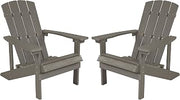 Flash Furniture Charlestown Poly Resin Adirondack Chair - Gray - All Weather - Indoor/Outdoor - Set of 2