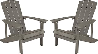 Flash Furniture Charlestown Poly Resin Adirondack Chair - Gray - All Weather - Indoor/Outdoor - Set of 2
