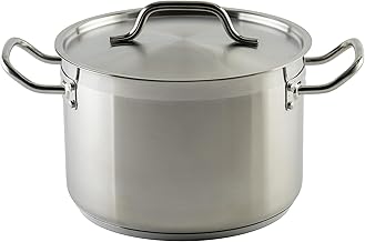 Winco Silver 8 qt Stainless Steel Stock Pot with Cover