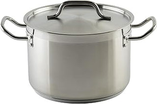Winco Silver 8 qt Stainless Steel Stock Pot with Cover