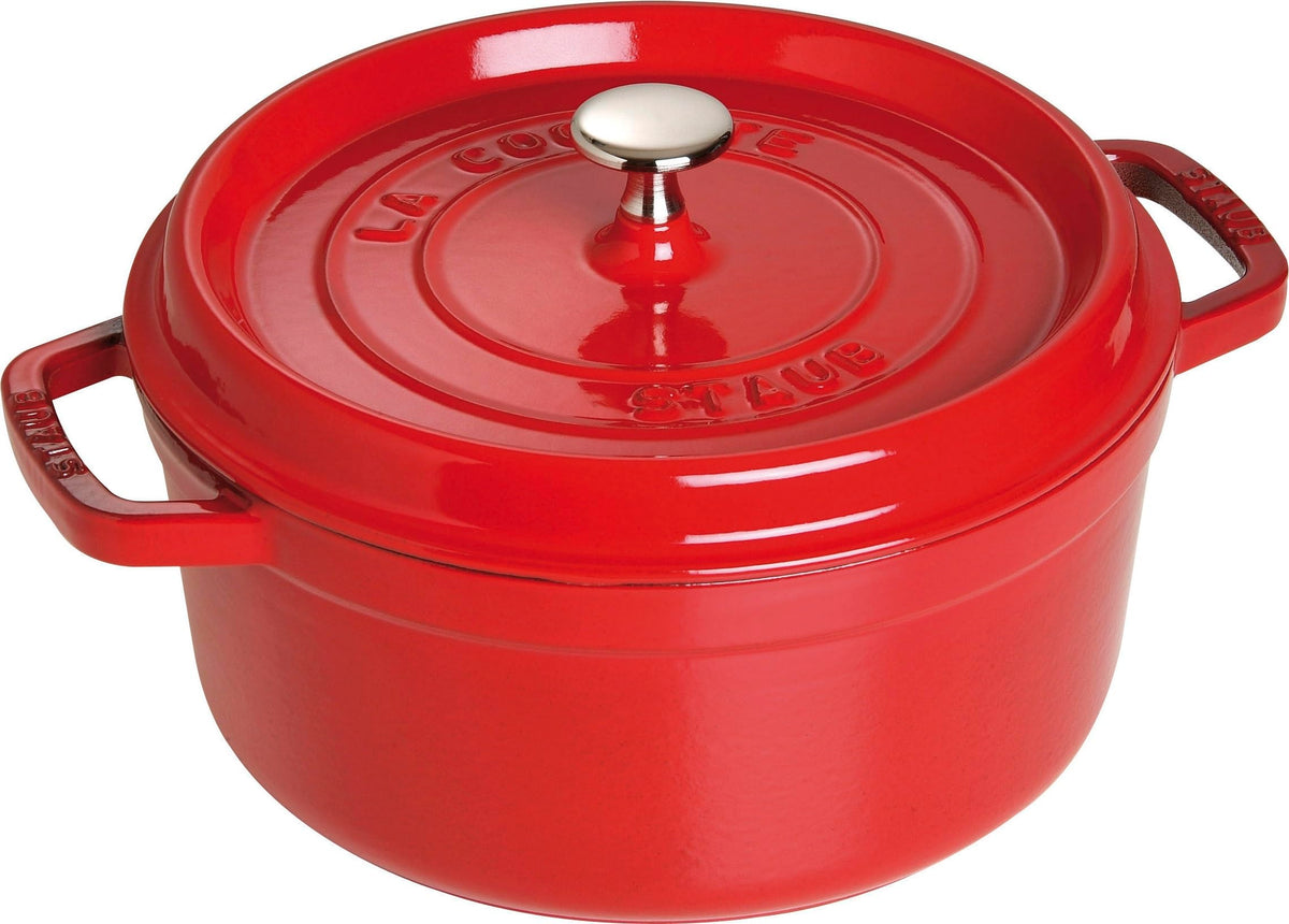 4 Qt. Round Cocotte-cherry Red by STAUB – 24cm, 3.7 liters, Hollow, 03) Cherry, Model 40509-835-0
