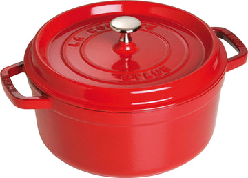 4 Qt. Round Cocotte-cherry Red by STAUB – 24cm, 3.7 liters, Hollow, 03) Cherry, Model 40509-835-0