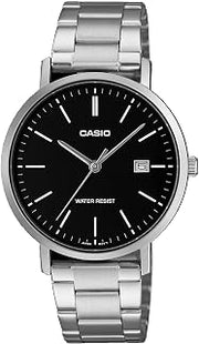 Casio MTP-VT05D-1E Men's Stainless Steel Minimalistic Black Dial Analog Date Watch