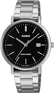 Casio MTP-VT05D-1E Men's Stainless Steel Minimalistic Black Dial Analog Date Watch