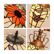 CH3T617OF16-DT3 Double Lit Table Lamp by Chloe Lighting – exact color of each glass piece may vary due to handcrafted nature