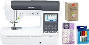 Brother SE2000 Computerized Sewing and Embroidery Machine, Premium Embroidery Thread 6 Spools, 75/11 Size Embroidery Needles 100 Count, White Pre-Wound Bobbins 10 Count Included | Premium Embroidery Thread 6 Spools, 75/11 Size Embroidery Needles 100 Count, White Pre-Wound Bobbins 10 Count Included