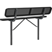 Global Industrial 72" W Outdoor Steel Bench w/Backrest – Perforated Metal, In Ground Mount, Black