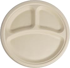World Centric 10" Compostable Plates - 3-Compartment - Case of 700 - Plant Fiber with no Added PFAS - PL-SC-U10T-LFP