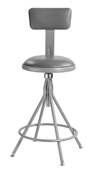 (6524HB) - 24-28" Adjustable Premium Swivel Stool with Backrest by National Public Seating – unspecified, Vinyl, Grey, Model #6524HB