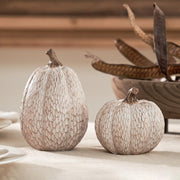 DN Deconation Resin Pumpkin Decor, Geometric Faceted Set of 2, Brown