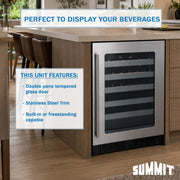 Summit 24” Built-In Wine Cellar by Summit Appliance – 32.0" H x 23.38" W x 17.75" D, 3.25 cubic_feet, Stainless Steel, Model ASDW2412