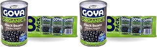 Goya Organic Black Beans,Low Sodium with Sea Salt,15.5 Ounce,8 Count (Pack of 2)