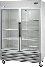 Arctic Air AGR49 Two Door Glass Reach-In Refrigerators, 2 doors 6 shelves, 33DF to 41DF, 49 cu. ft, Stainless Steel