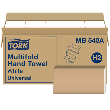 Tork Multifold Hand Towel White H2, 16 x 250 Towels, MB540A