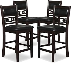 Starlight Canyon Home Solid Wood Counter Stools with Upholstered Seat Set of 4, Counter Height Bar Stools with Back for Kitchen Island, Ebony