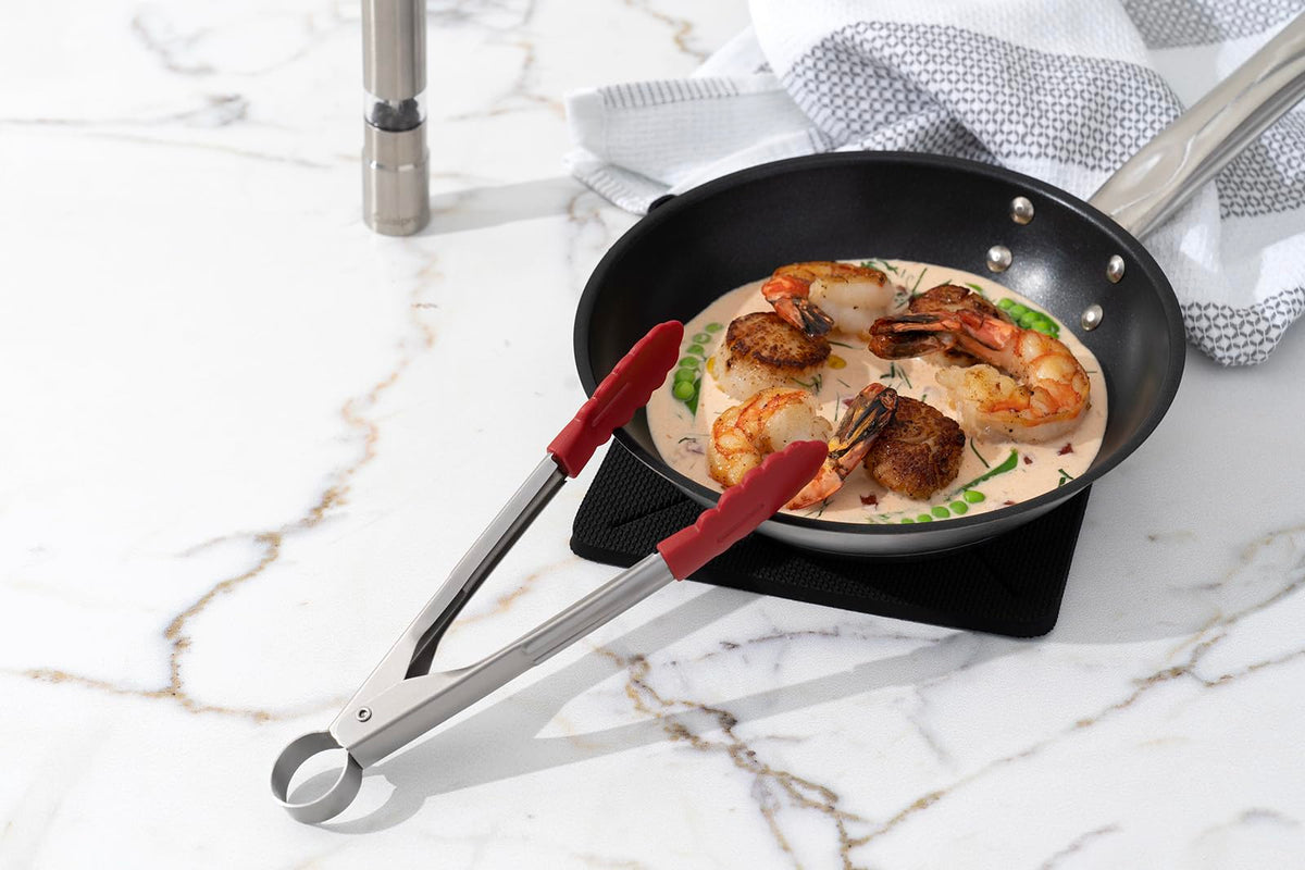 Stainless Steel Silicone Mini Tongs by Cuisipro – 7", Stainless Steel, Red, Model 74708505