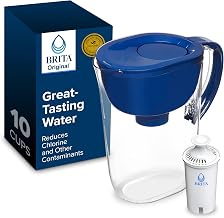 Brita Large Water Filter Pitcher for Tap and Drinking Water with SmartLight Change Indicator, Includes 1 Standard Filter, BPA-Free, Lasts 2 Months, 10-Cup Capacity, Mazarine Blue