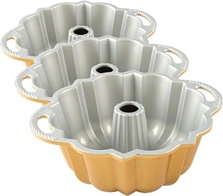 Nordic Ware Anniversary Bundt 6 Cup, Gold (Pack of 3)
