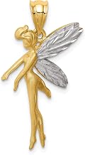 14k and White Rhodium D/C Fairy Pendant, 14k Yellow & Rhodium