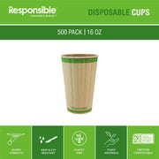 16 oz Double Wall Insulated Paper Coffee Cups (500 Count) by Responsible Products – 16 Ounces, 16.0 fluid_ounces, Paper, Natural Brown, Pack of 500
