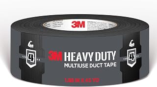 3M Black Duct Tape, 1.88in x 45yd, 1 Roll, Heavy Duty, 2145-BK | Temporary Solutions for Sealing, Holding, and Reinforcing, Tear by Hand Vertically and Horizontally, Staple for Every Toolbox