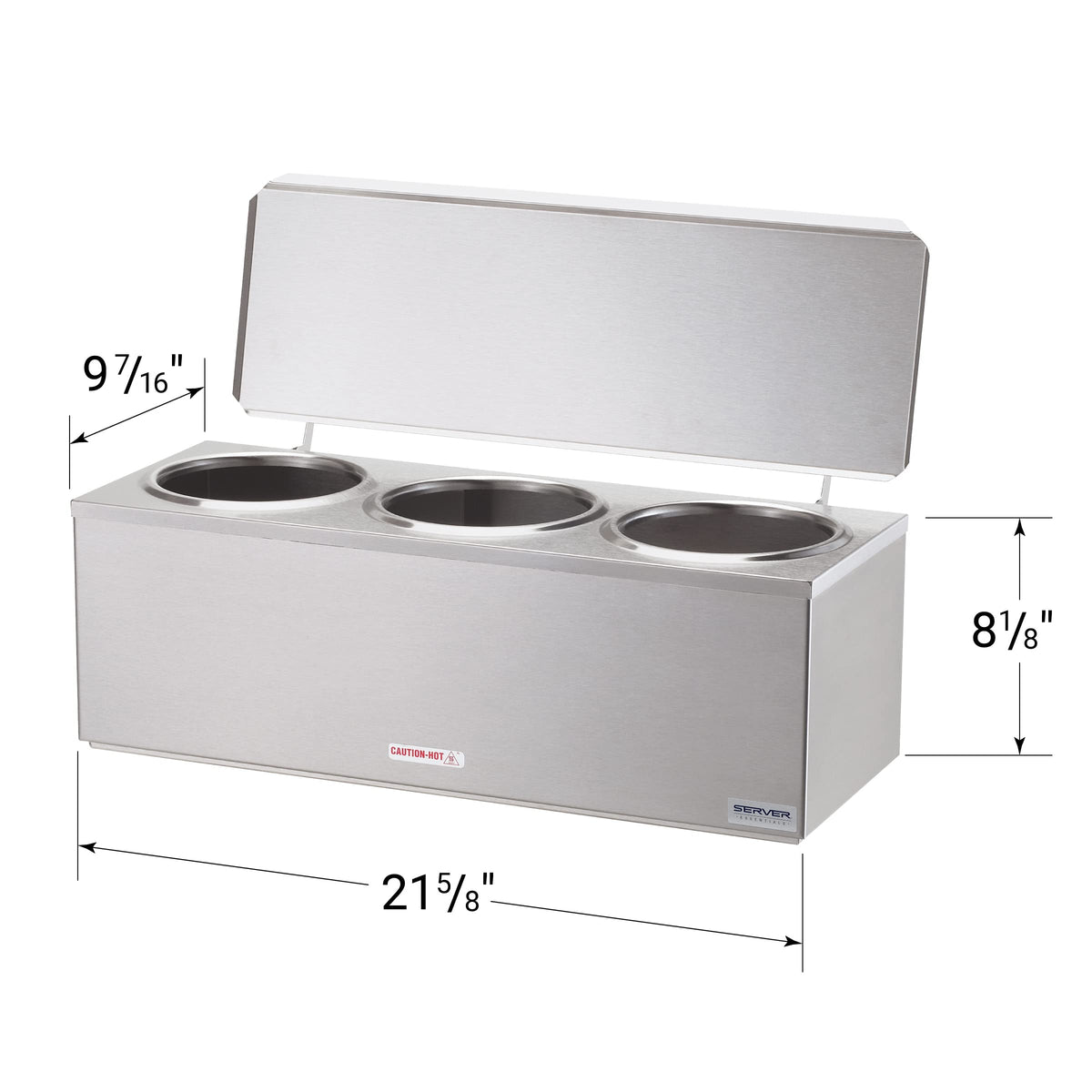 Products 3-Space Heated Cone Dip Warmer Dipper Well for Ice Cream Cone with Hinged Lid by Server – 2.8 liters, Stainless Steel, Model 92040