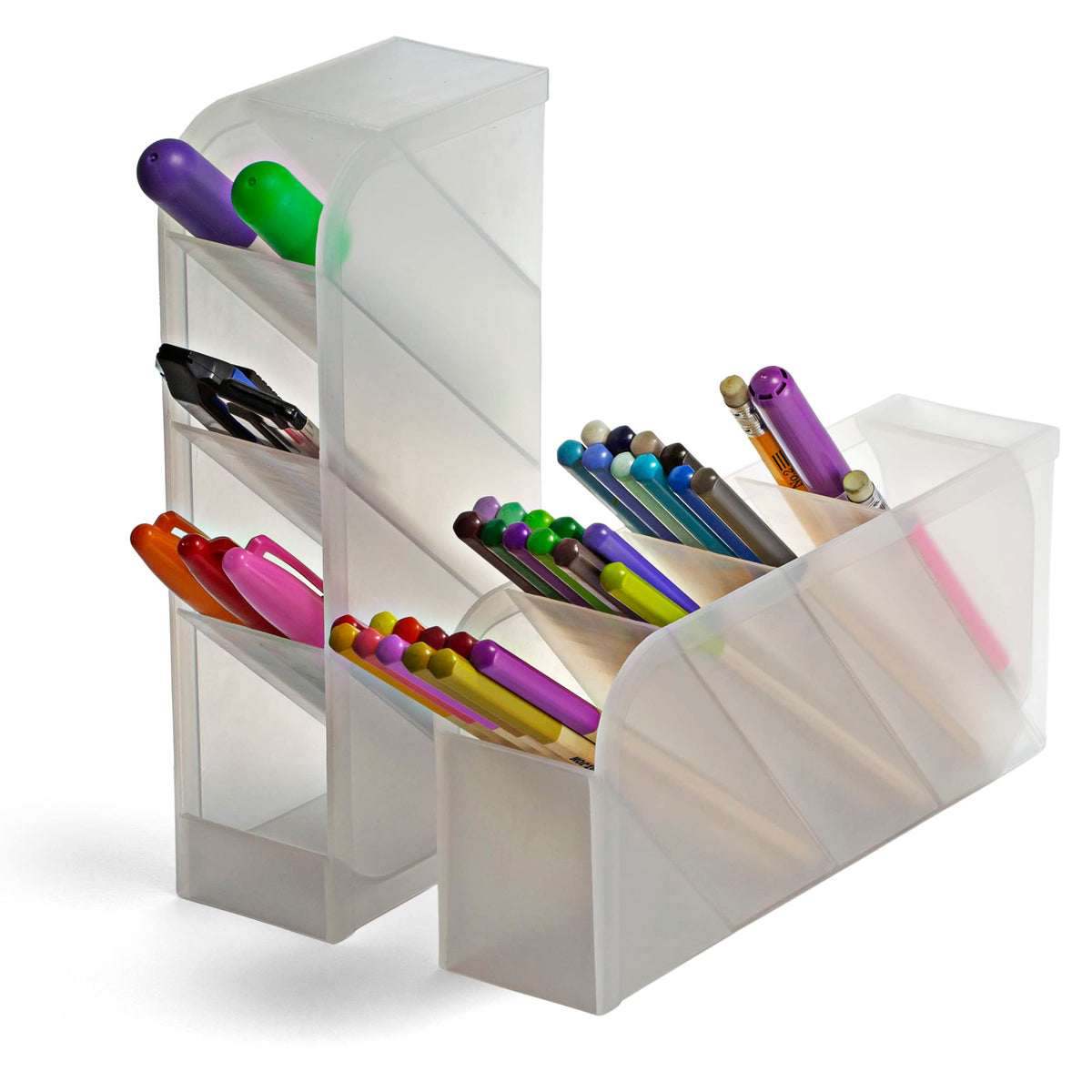 Desk Organizer Set by Officemate – 8" x 8" (Rectangular), 8 unknown_modifier, PP plastic, Translucent, Model 21542