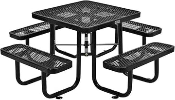 Global Industrial Expanded Metal Picnic Table, 36" Square, Black