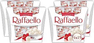 Raffaello 15 Count, 4 Pack, Premium White Almond, Cream and Coconut, 5.3 oz Each