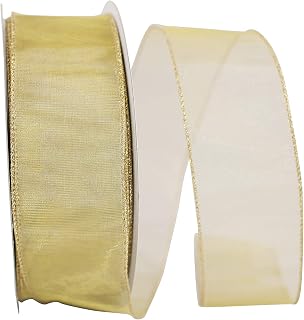 Reliant Ribbon Mesh Display Value Wired Edge Ribbon, 2-1/2 Inch X 50 Yards, Gold