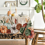 Horaldaily Thanksgiving Tablecloth, 60 x 84 Inch Rectangle, Beige Floral