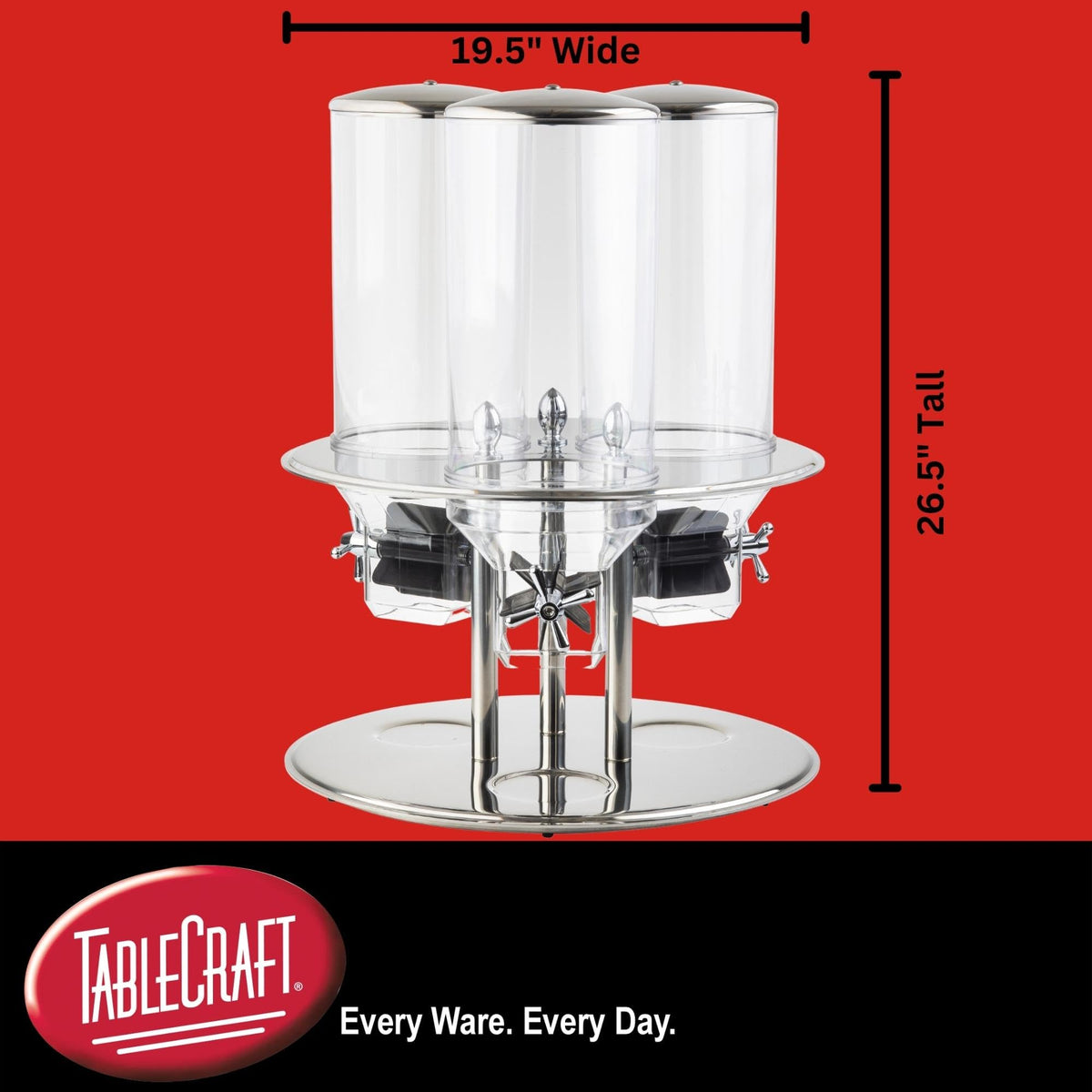 Tablecraft Triple Dispenser / Silver / 2.25 gallons Food Dispensers