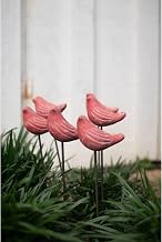Set of SIX RED Bird Plant Stakes