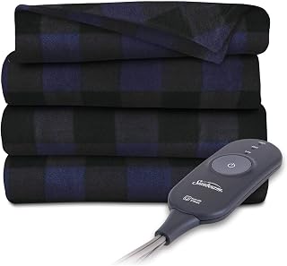 Sunbeam Heated Throw Blanket (Navy Plaid)