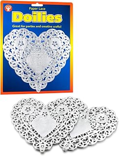 Hygloss Heart Doilies - 12 Pcs 6-Inch Silver Foil Paper Heart Shaped Doilies for Valentines Crafts, Table Settings - Metallic Silver - Ideal for Valentine Doilies, Paper Heart Doily Projects