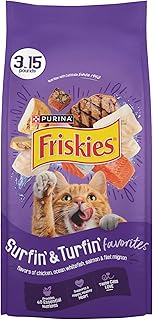 Friskies Purina Surfin and Turfin Favorites Dry Cat Food, (4) 3.15 lb Bag