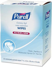 PURELL Cottony Soft Hand Sanitizing Wipes, Individually Wrapped, 40 Individually Packed Sanitizing Wipes in Self Dispensing Display Box (Case of 12) - 9025-12