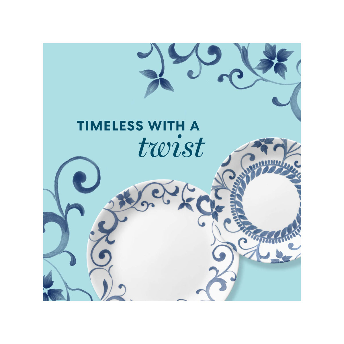 12-Piece Dinnerware Set Service for by Corelle – Vitrelle® glass, Blue, Pack of 12, Model 3516