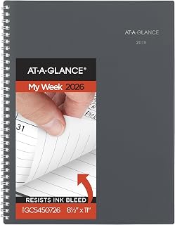 AT-A-GLANCE 2026 Planner, Weekly & Monthly, 8-1/2" x 11", Large, Spiral Bound, DayMinder, Gray (GC5450726)