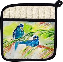 Betsy Drake PT137 Two Blue Parrots Pot Holder