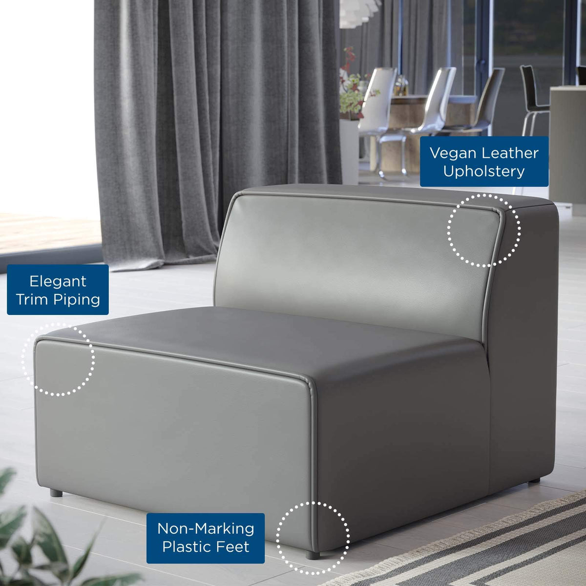Modway Grey / Armless Chair / Contemporary Sofas & Couches