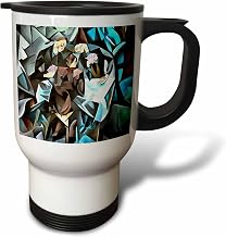 3dRose Three Men Playing Cards Geometric Art After Rockline 14oz Stainless Steel Travel Mug