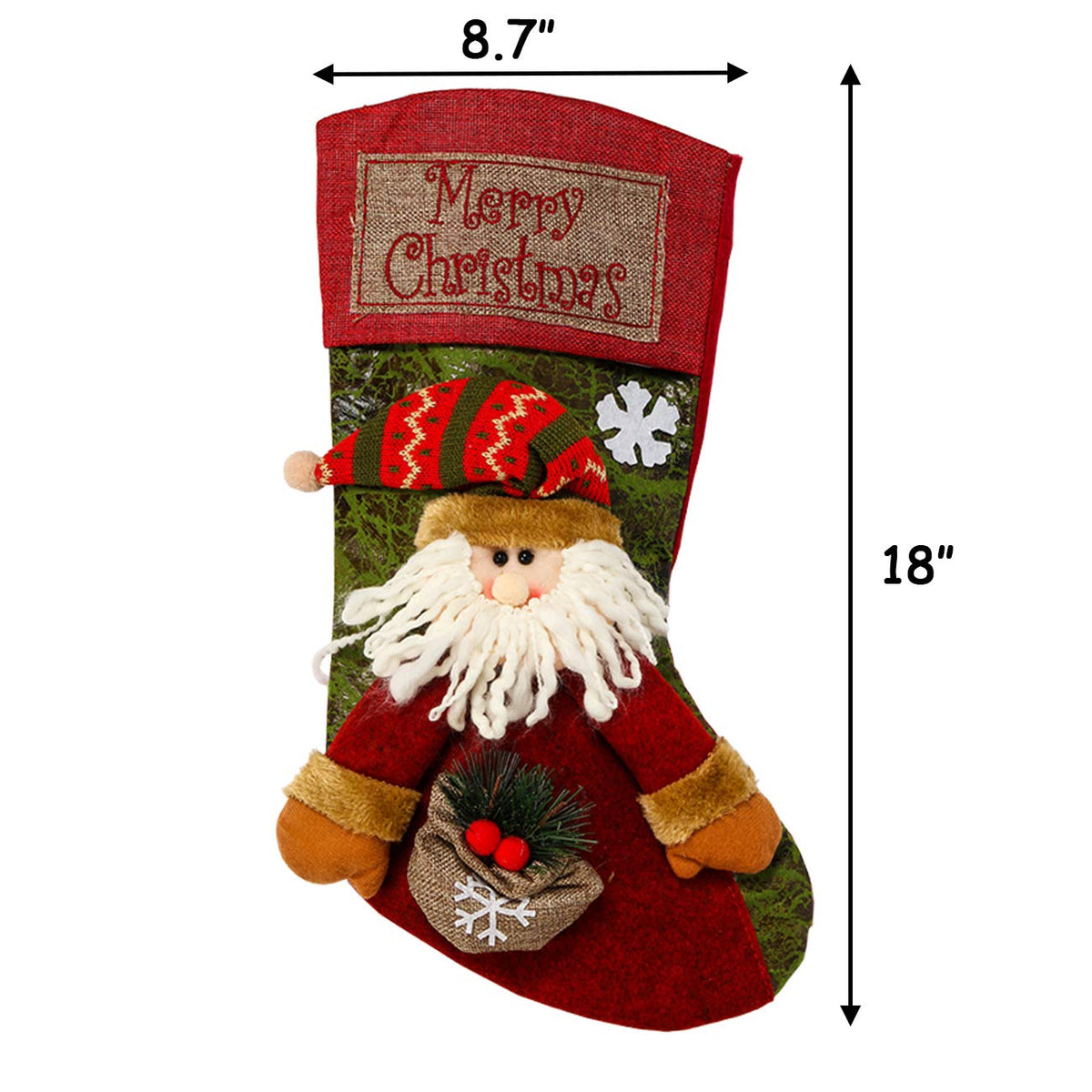 Sunnyglade Christmas Stocking Set, 18 Inch, 3 Pack